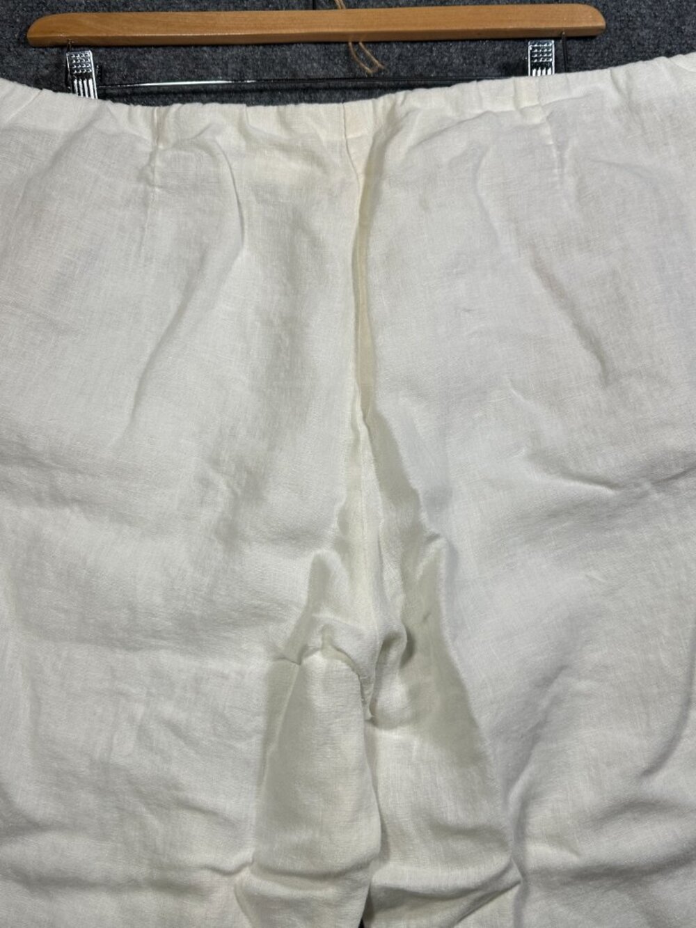 J Jill Pants Womens XL Love Linen Ivory Flat Front Pull On Elastic Waist Pockets - Picture 7 of 7